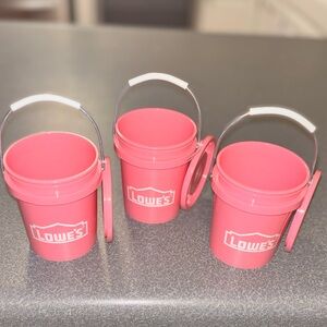 3 Viral Pink mini Lowe’s buckets with lid & handle / small planter or storage